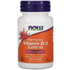 NOW Vitamin D-3 5000iu 120 Sofgels